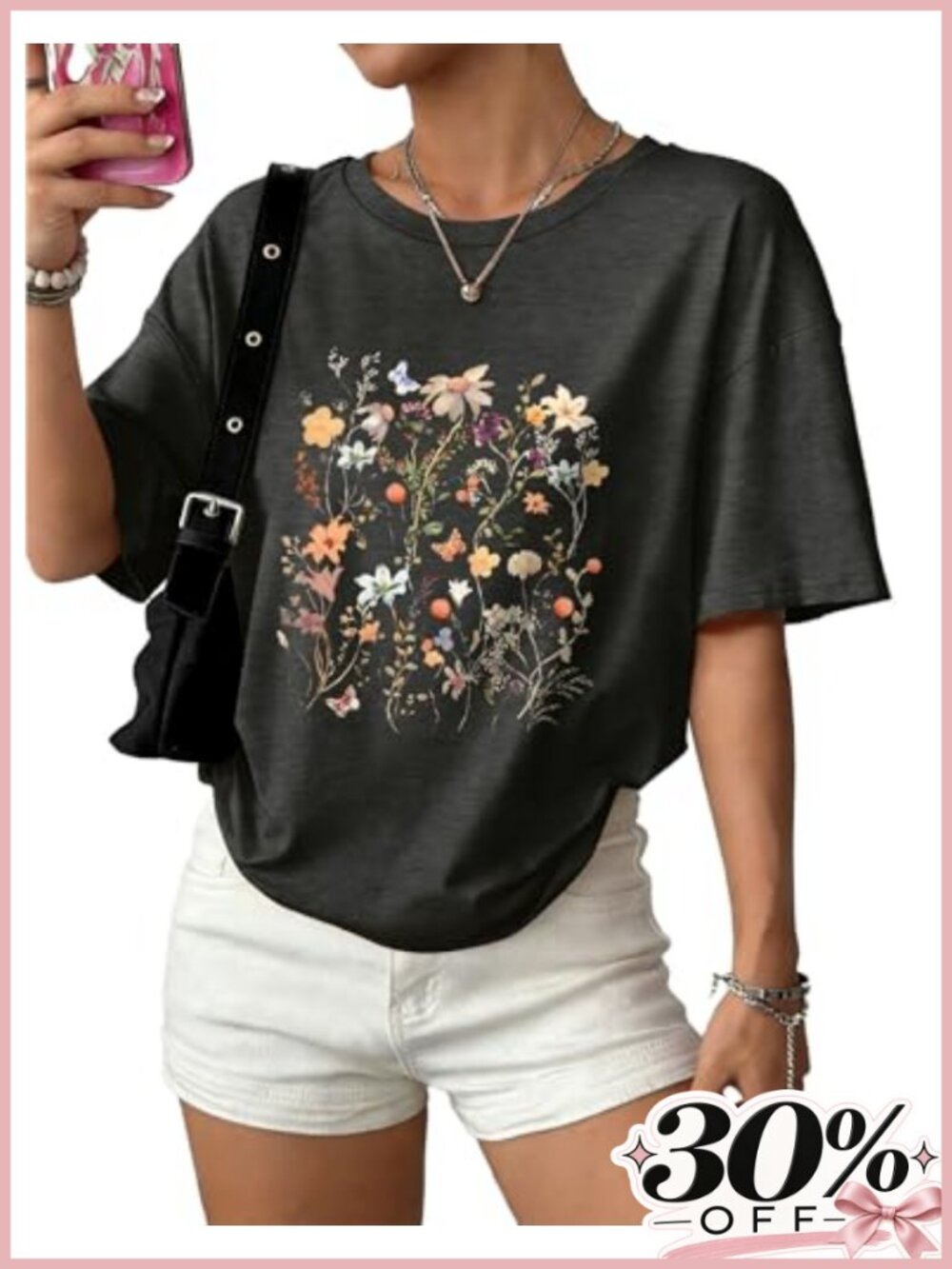 Oversized Loose Fit Graphic Tee for Women Crew Neck Short Sleeve Casual Summer